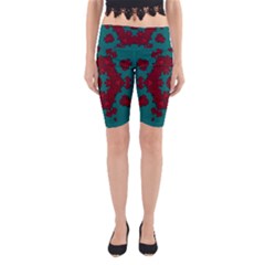 Cherry-blossom Mandala Of Sakura Branches Yoga Cropped Leggings by pepitasart