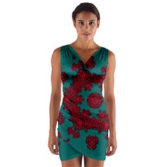 Cherry-blossom Mandala Of Sakura Branches Wrap Front Bodycon Dress by pepitasart