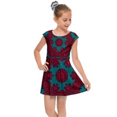 Cherry-blossom Mandala Of Sakura Branches Kids  Cap Sleeve Dress by pepitasart