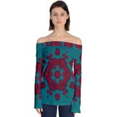 Cherry-blossom Mandala Of Sakura Branches Off Shoulder Long Sleeve Top by pepitasart