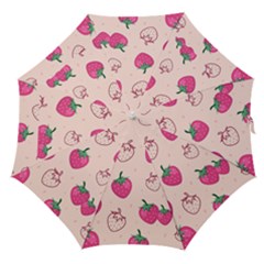 Seamless-strawberry-fruit-pattern-background Straight Umbrellas