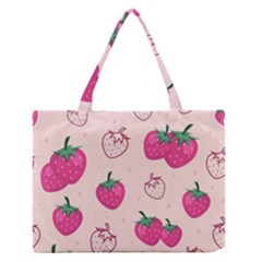 Seamless-strawberry-fruit-pattern-background Zipper Medium Tote Bag