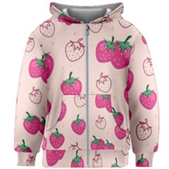 Seamless-strawberry-fruit-pattern-background Kids  Zipper Hoodie Without Drawstring by Vaneshart