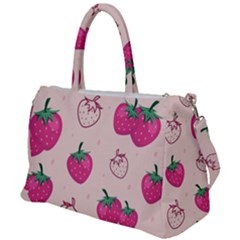 Seamless-strawberry-fruit-pattern-background Duffel Travel Bag by Vaneshart