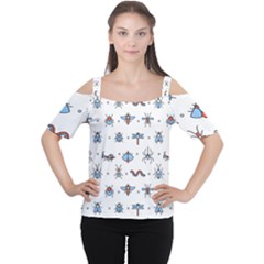 Insects-icons-square-seamless-pattern Cutout Shoulder Tee