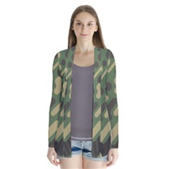 Camouflage-pattern-background Drape Collar Cardigan by Vaneshart