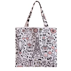 Big-collection-with-hand-drawn-objects-valentines-day Zipper Grocery Tote Bag