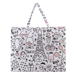 Big-collection-with-hand-drawn-objects-valentines-day Zipper Large Tote Bag