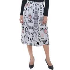 Big-collection-with-hand-drawn-objects-valentines-day Classic Velour Midi Skirt  by Vaneshart