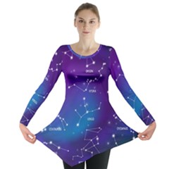 Realistic-night-sky-poster-with-constellations Long Sleeve Tunic  by Vaneshart