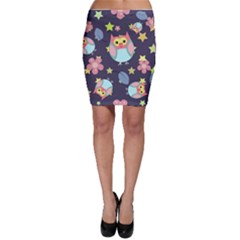 Owl Stars Pattern Background Bodycon Skirt by Vaneshart