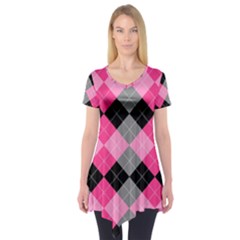 Seamless-argyle-pattern Short Sleeve Tunic 