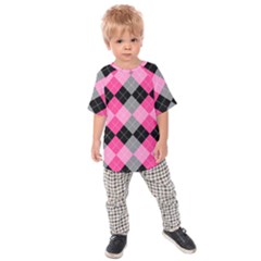 Seamless-argyle-pattern Kids  Raglan Tee