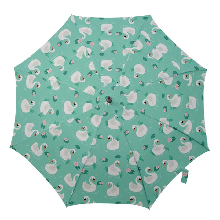 Elegant-swan-seamless-pattern Hook Handle Umbrellas (Large)