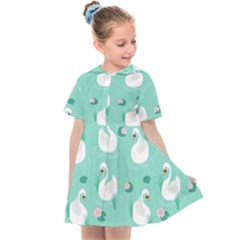 Elegant-swan-seamless-pattern Kids  Sailor Dress
