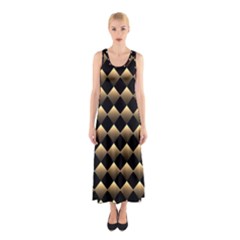 Golden-chess-board-background Sleeveless Maxi Dress