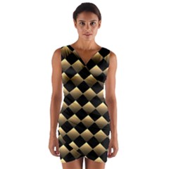 Golden-chess-board-background Wrap Front Bodycon Dress