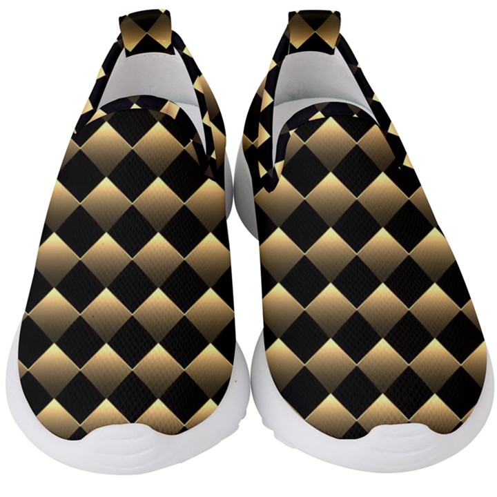 Golden-chess-board-background Kids  Slip On Sneakers