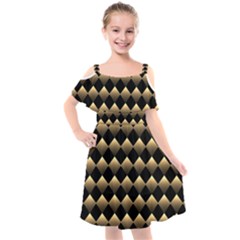 Golden-chess-board-background Kids  Cut Out Shoulders Chiffon Dress by Vaneshart