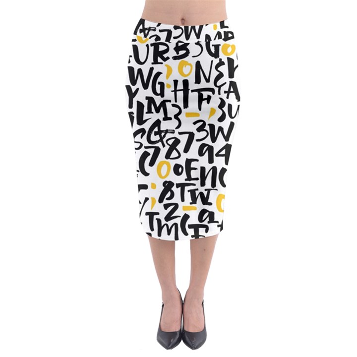 Letters-pattern Midi Pencil Skirt