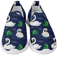 Swan Pattern Elegant Design Kids  Slip On Sneakers by Vaneshart