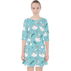 Elegant-swan-pattern-design Pocket Dress