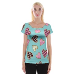 Seamless Pattern With Heart Shaped Cookies With Sugar Icing Cap Sleeve Top by Vaneshart