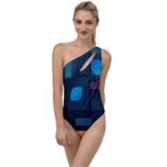 Gradient Geometric Shapes Dark Background To One Side Swimsuit by Vaneshart