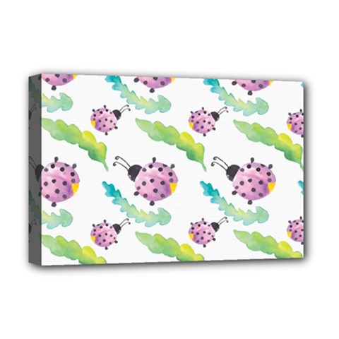 Watercolor Pattern With Lady Bug Deluxe Canvas 18  X 12  (stretched) by Vaneshart