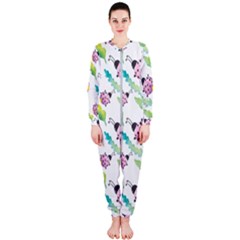 Watercolor Pattern With Lady Bug Onepiece Jumpsuit (ladies)  by Vaneshart