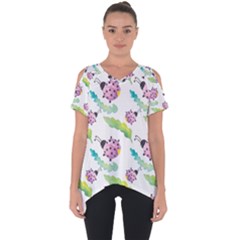 Watercolor Pattern With Lady Bug Cut Out Side Drop Tee