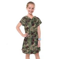 Abstract Vector Military Camouflage Background Kids  Drop Waist Dress