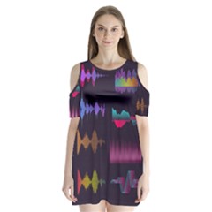 Colorful-sound-wave-set Shoulder Cutout Velvet One Piece by Vaneshart