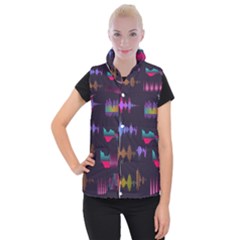 Colorful-sound-wave-set Women s Button Up Vest by Vaneshart