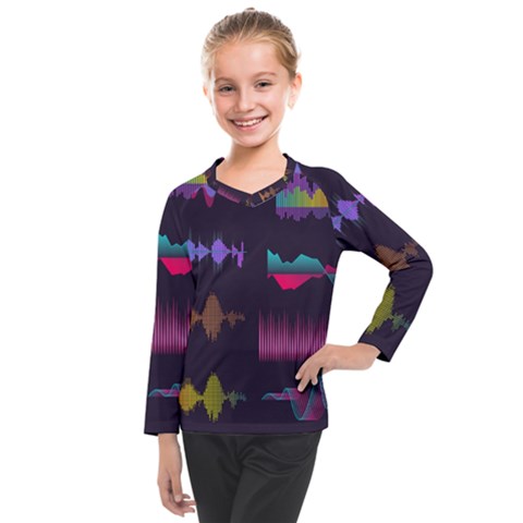 Colorful-sound-wave-set Kids  Long Mesh Tee by Vaneshart