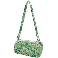 Floral-green-mandala-white Mini Cylinder Bag by Vaneshart