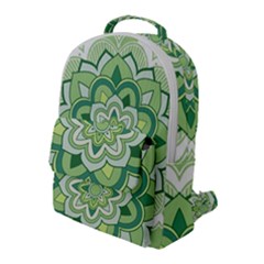 Floral-green-mandala-white Flap Pocket Backpack (large) by Vaneshart