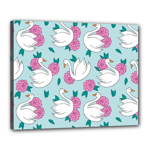 Classy-swan-pattern Canvas 20  X 16  (stretched) by Vaneshart