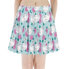 Classy-swan-pattern Pleated Mini Skirt