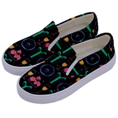 Hand-drawn-happy-birthday-pattern-background Kids  Canvas Slip Ons by Vaneshart