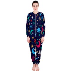 Colorful-background-moons-stars Onepiece Jumpsuit (ladies)  by Vaneshart