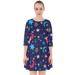 Colorful-background-moons-stars Smock Dress by Vaneshart