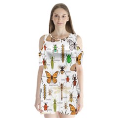 Insects Seamless Pattern Shoulder Cutout Velvet One Piece by Vaneshart