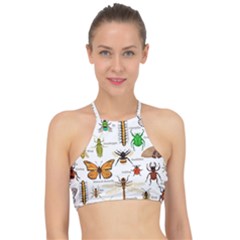 Insects Seamless Pattern Racer Front Bikini Top