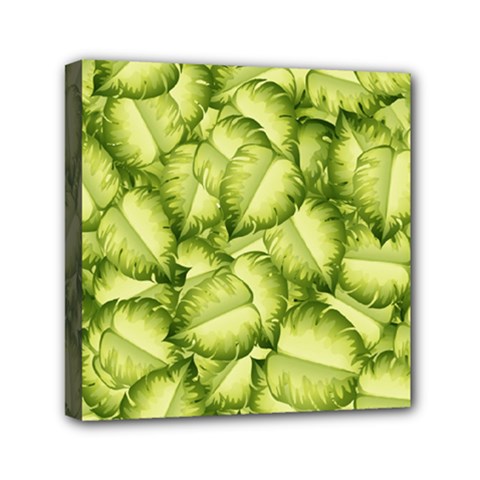 Seamless pattern with green leaves Mini Canvas 6  x 6  (Stretched)