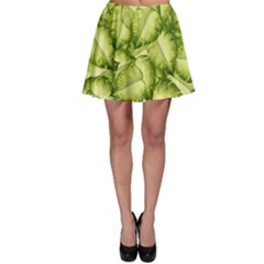 Seamless pattern with green leaves Skater Skirt