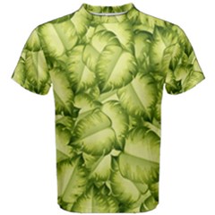 Seamless pattern with green leaves Men s Cotton Tee