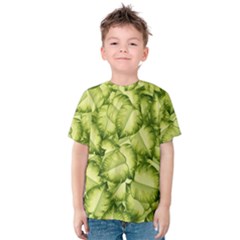 Seamless pattern with green leaves Kids  Cotton Tee