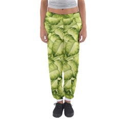 Seamless pattern with green leaves Women s Jogger Sweatpants