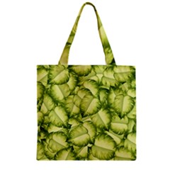 Seamless Pattern With Green Leaves Zipper Grocery Tote Bag